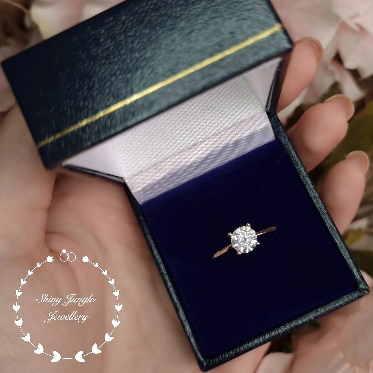 Diamond Engagement Ring, Simple Diamond Solitaire Ring, round Brilliant Cut 1 Carat 6Mm Diamond Simulant Promise Ring, April Birthstone Gift