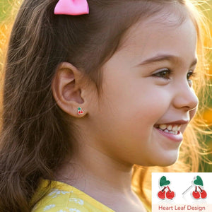 Stunning 925 Sterling Silver Red Cherry Enamel Pushback Studs.