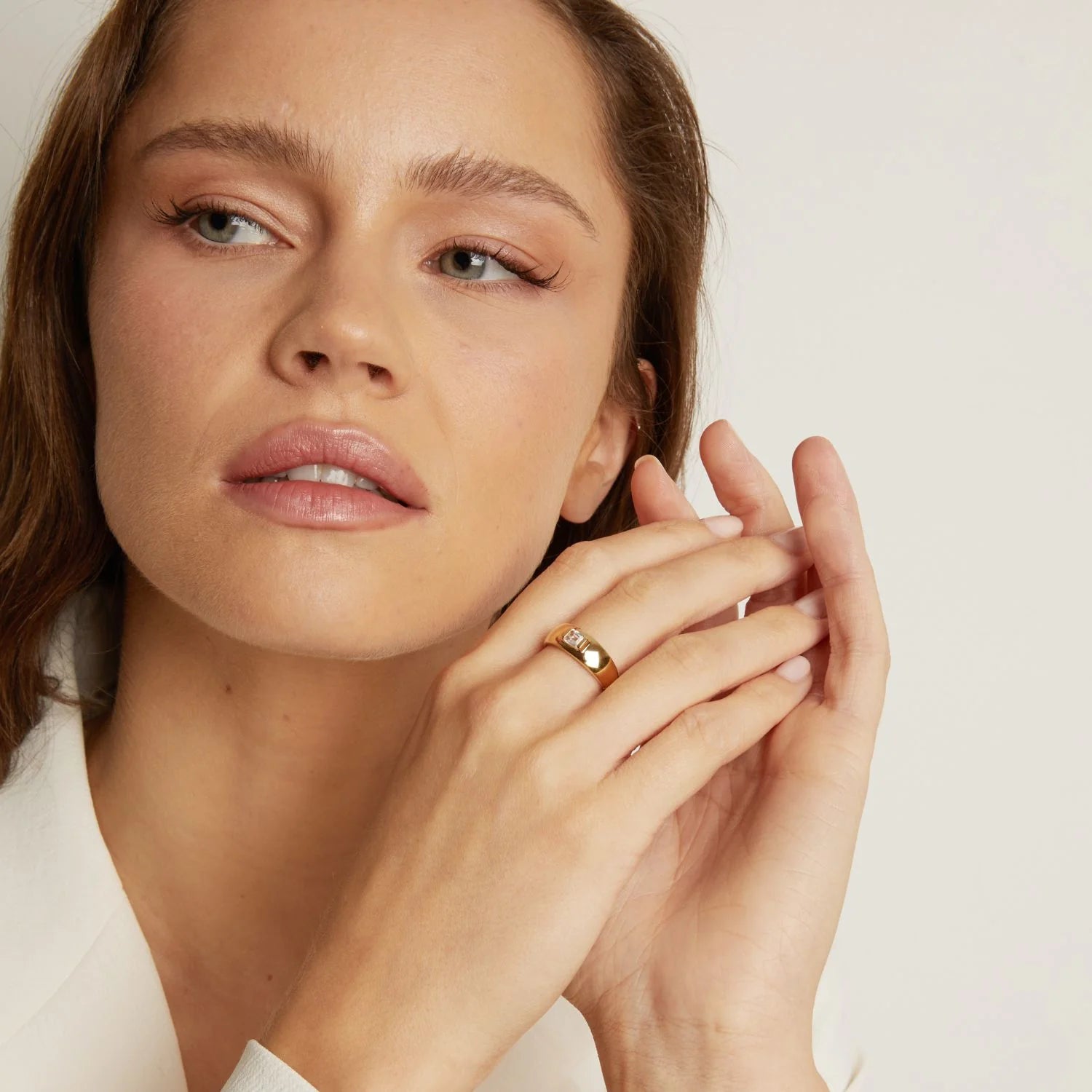 Chunky Lab Grown White Sapphire Emerald Ring NikNenz™ Premium Gold & Diamonds