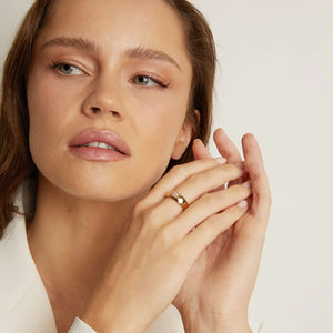 Chunky Lab Grown White Sapphire Emerald Ring NikNenz™ Premium Gold & Diamonds