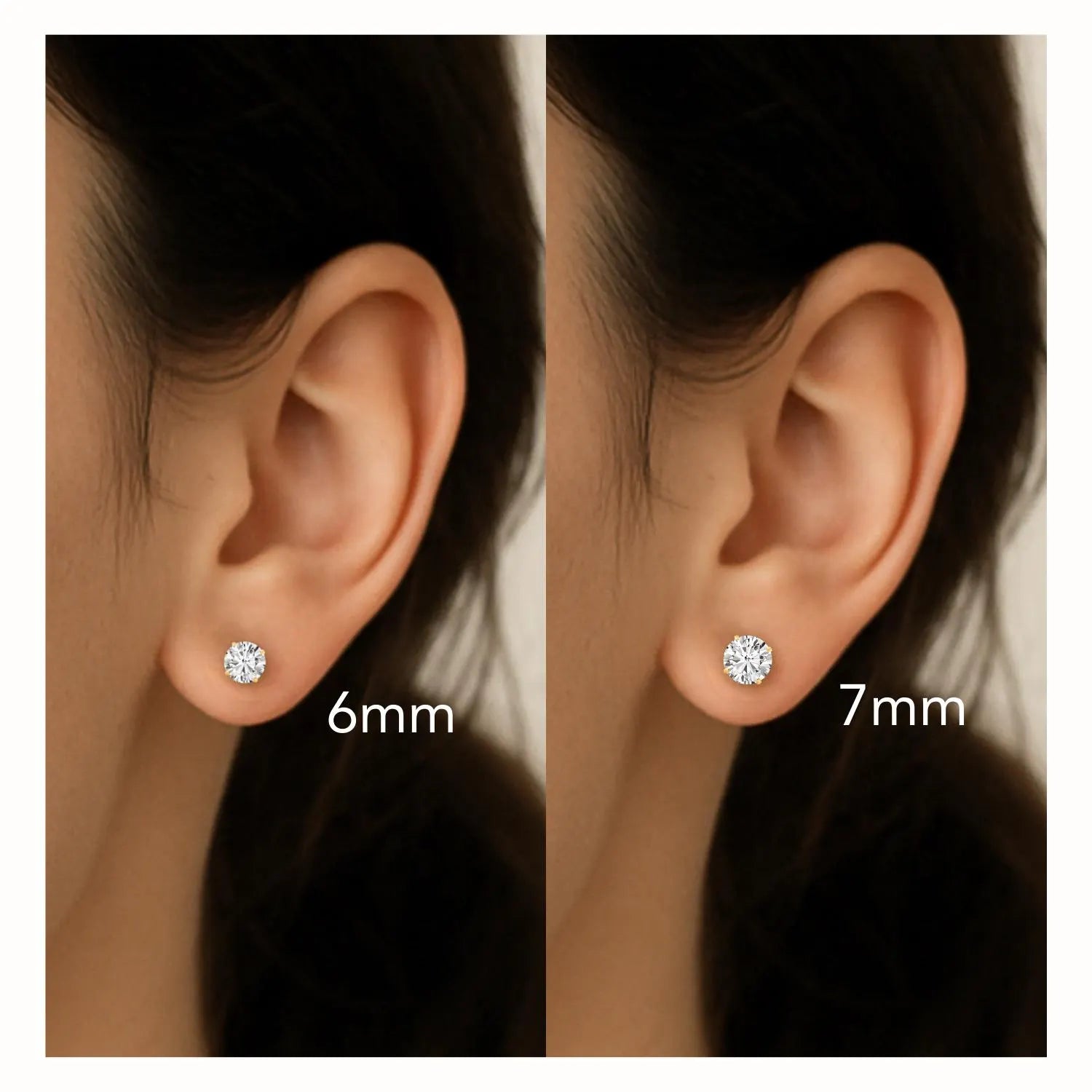 14K Yellow Gold round Simulated Diamond Stud Earrings, Brilliant CZ Studs, Basket Set, Classic Screwback Studs, Unisex, by TILO Jewelry