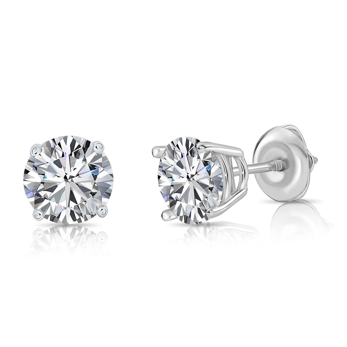 14K Gold Lab Diamond Stud Earrings, 1.50Ctw, with Screw Backs