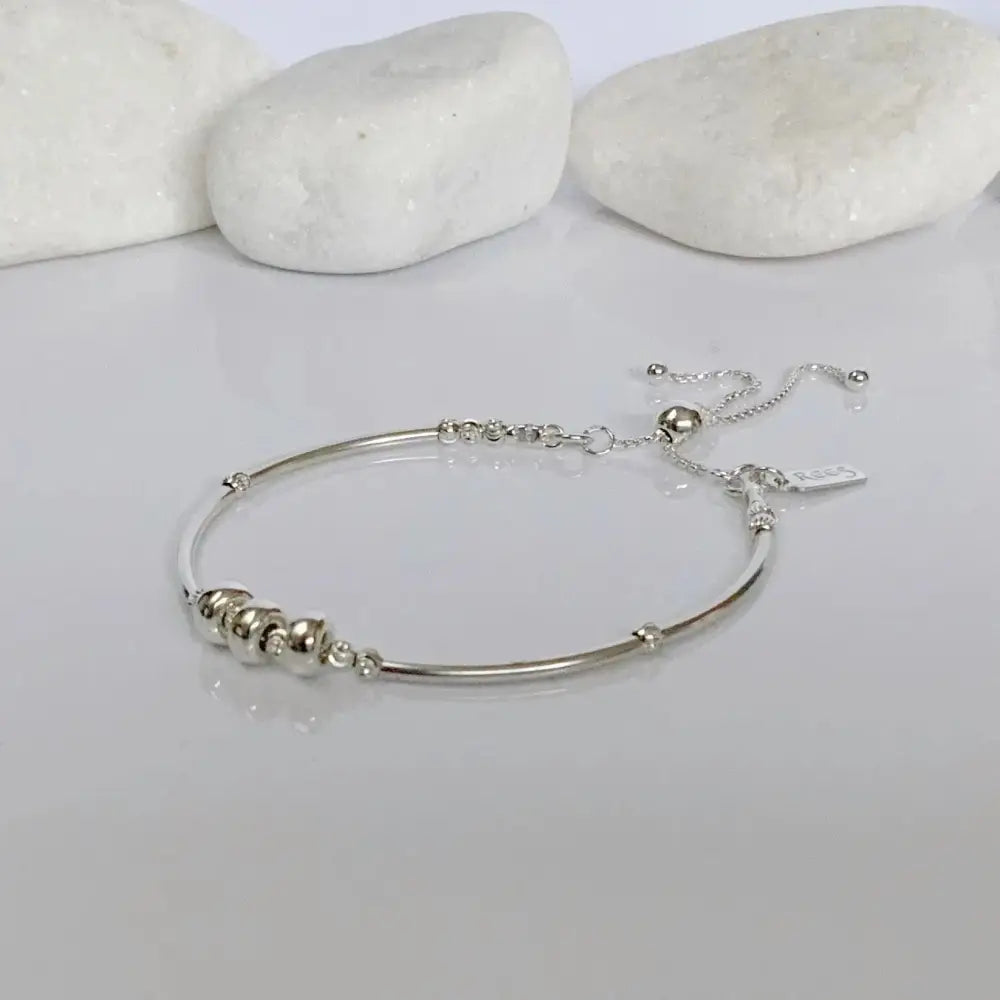 Calming Sterling Silver Fidget Bracelet - Perfect Sensory Stress Relief Jewelry Gift.