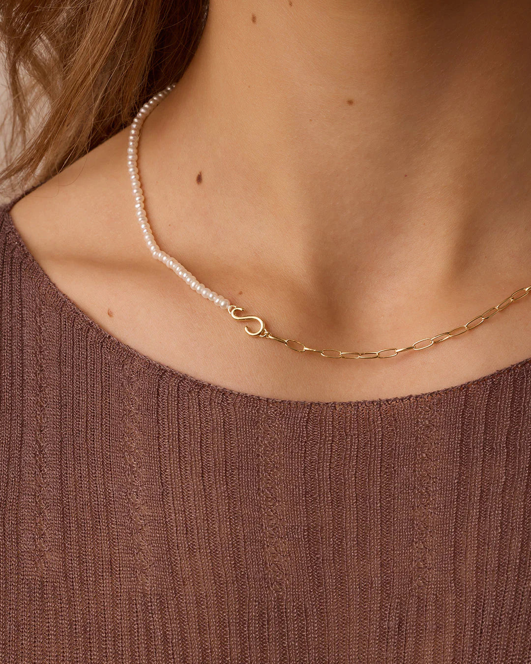 Lou Pearl Alphabet Necklace NikNenz™ Premium Gold & Diamonds