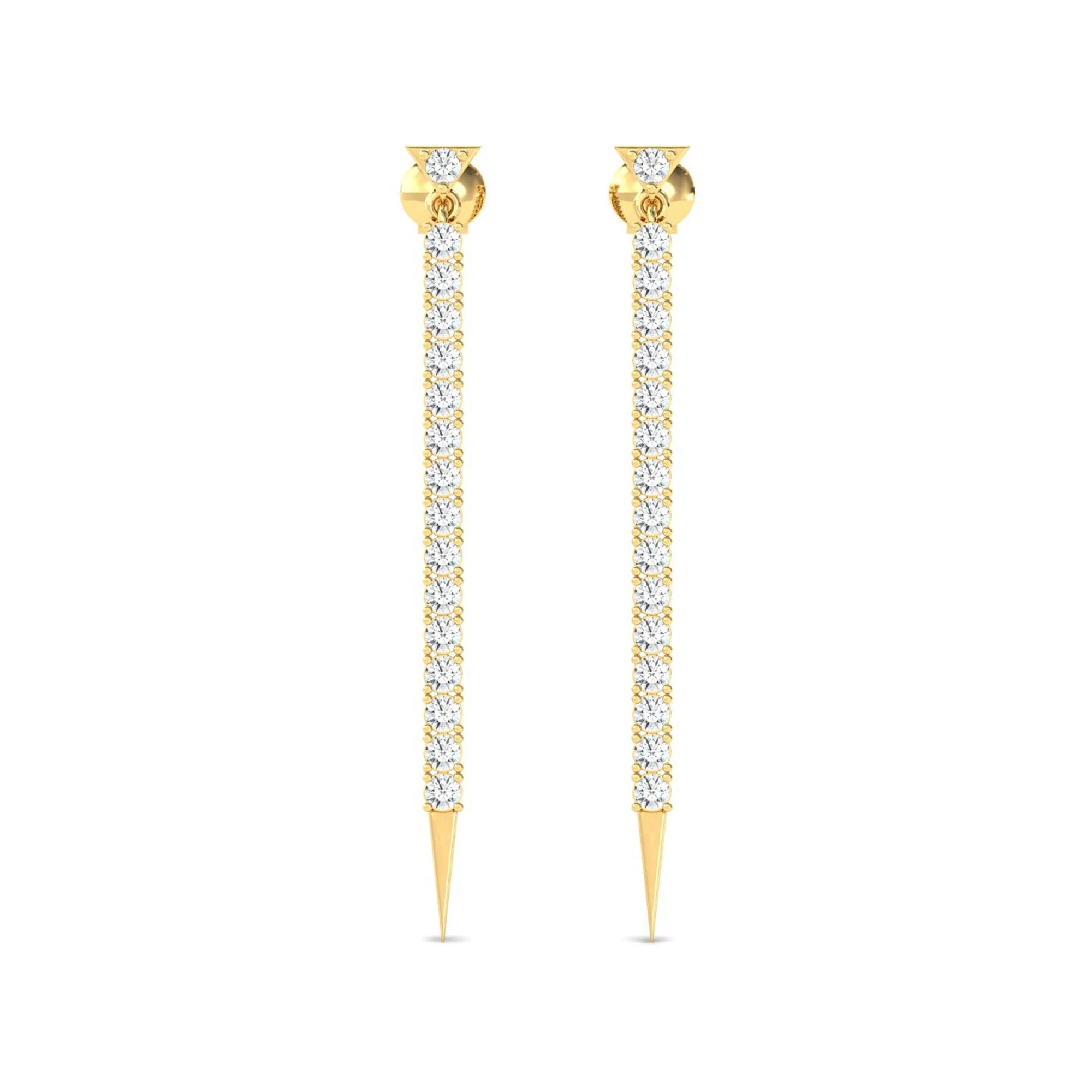 Bridal Drop Diamond Earring, Long Chain Earrings 14K White Gold