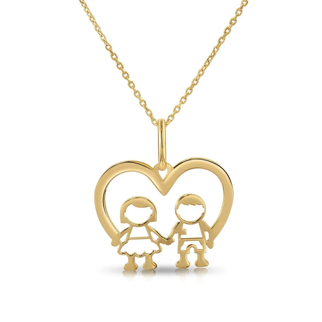 Stunning 14K Yellow Gold Heart Pendant Necklace for Boys & Girls.