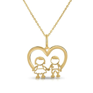 Stunning 14K Yellow Gold Heart Pendant Necklace for Boys & Girls.