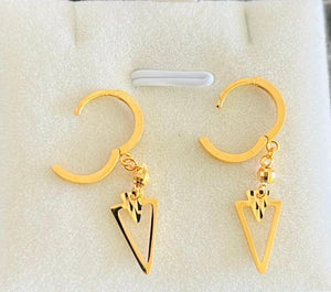 Elegant 22K Solid Gold Sphere Earrings - Exquisite 22Ct Gold Drop Design.