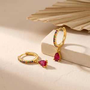 18K Gold Filled Huggie Hoop,Teardrop CZ Drop Earring,Pear Diamond Dangle Hoop,Minimalist Everyday Earring,Bridal Jewelry,Gift for Her
