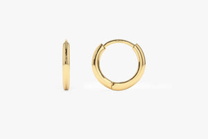 Elegant 14K Solid Gold Mini Huggie Hoop Earrings - 10MM & 12.5MM Options.