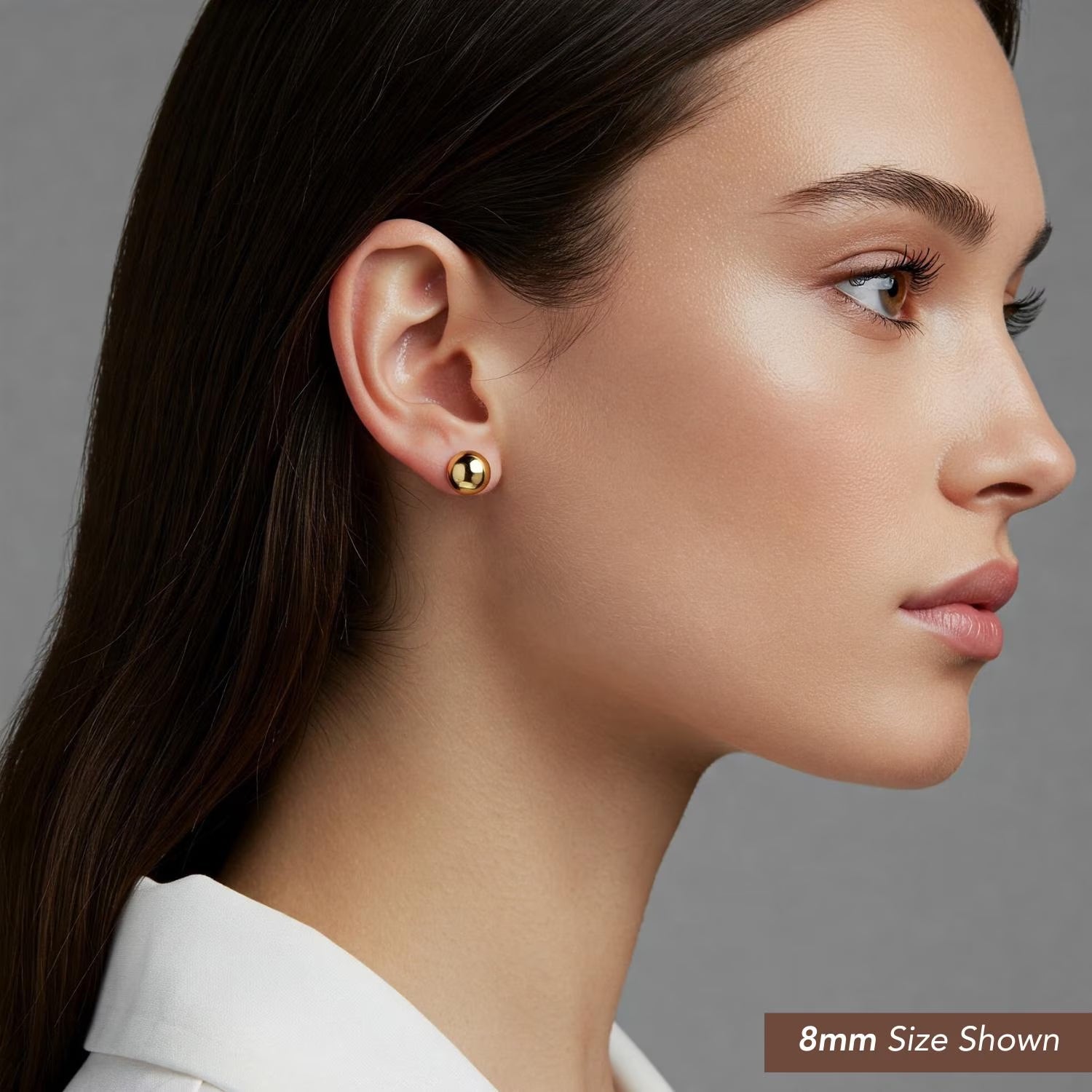 14K Solid Gold Ball Stud Earrings, Classic round Ball Studs, with Secure Butterfly Pushbacks, 3Mm, 4Mm, 5Mm, 6Mm, 7Mm, 8Mm, by TILO Jewelry
