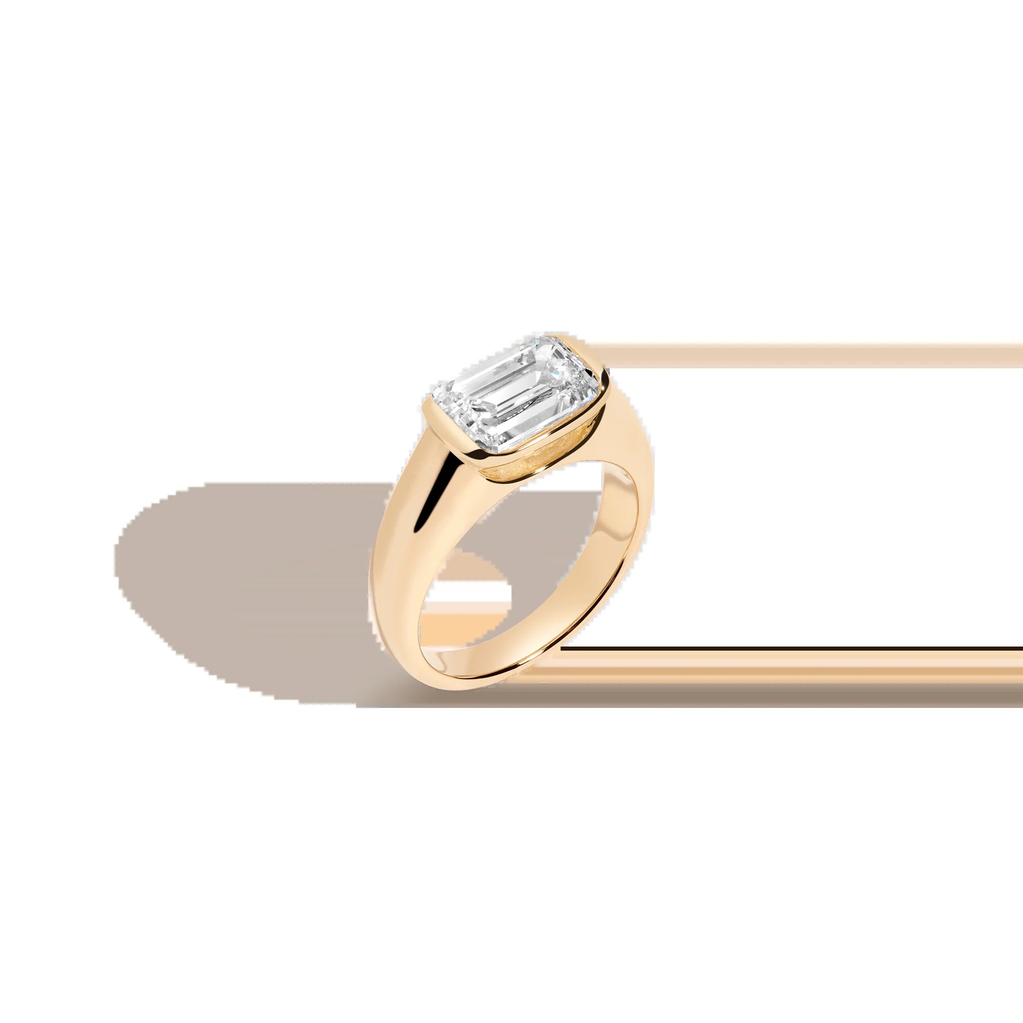 3Ct Emerald Lab Grown Diamond Floating Signet Ring NikNenz™ Premium Gold & Diamonds