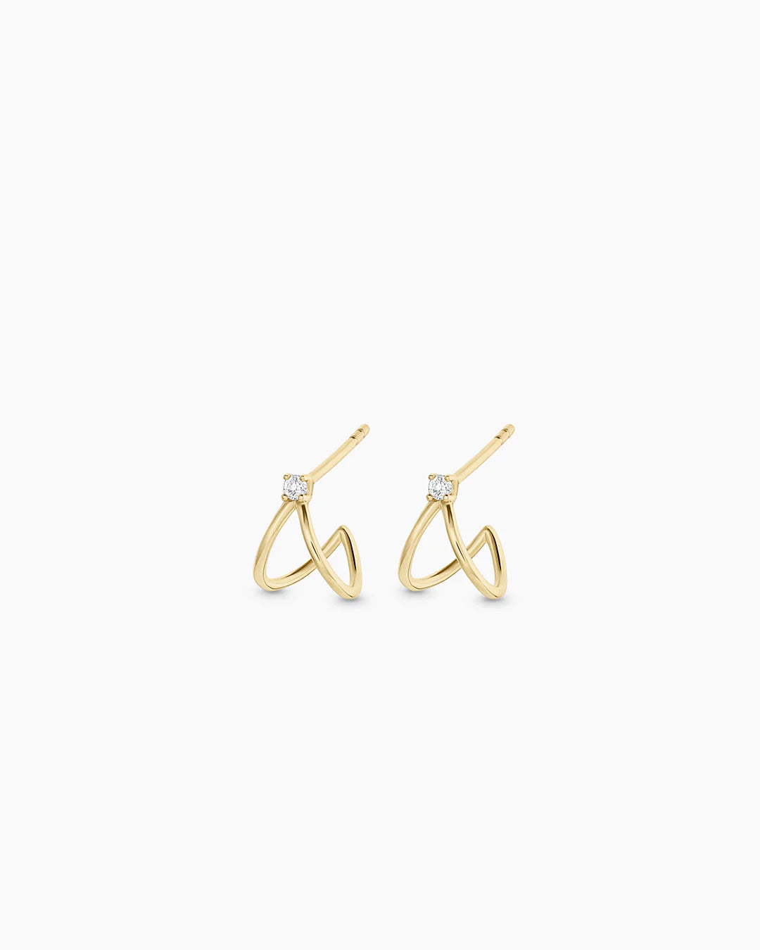 14K Diamond Solitaire Split Huggies