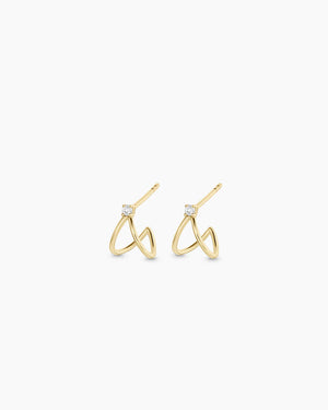 14K Diamond Solitaire Split Huggies