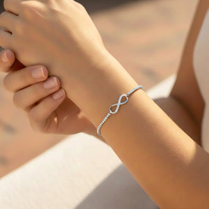 Sterling Silver Simulated Diamond Infinity Bracelet, Adjustable 6-9 Inches