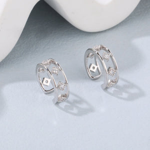 Dainty Baguette & round CZ Conch Ear Cuff Earrings • 925 Sterling Silver • Tragus Helix Studs • Gold Cartilage Stud • Diamond Stud Earrings