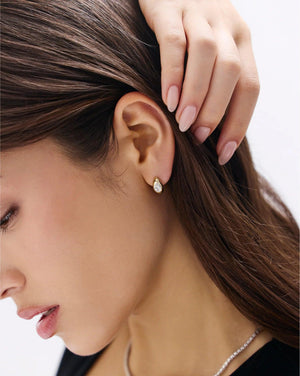 Elegant Framed Lab Diamond Huggie Earrings.