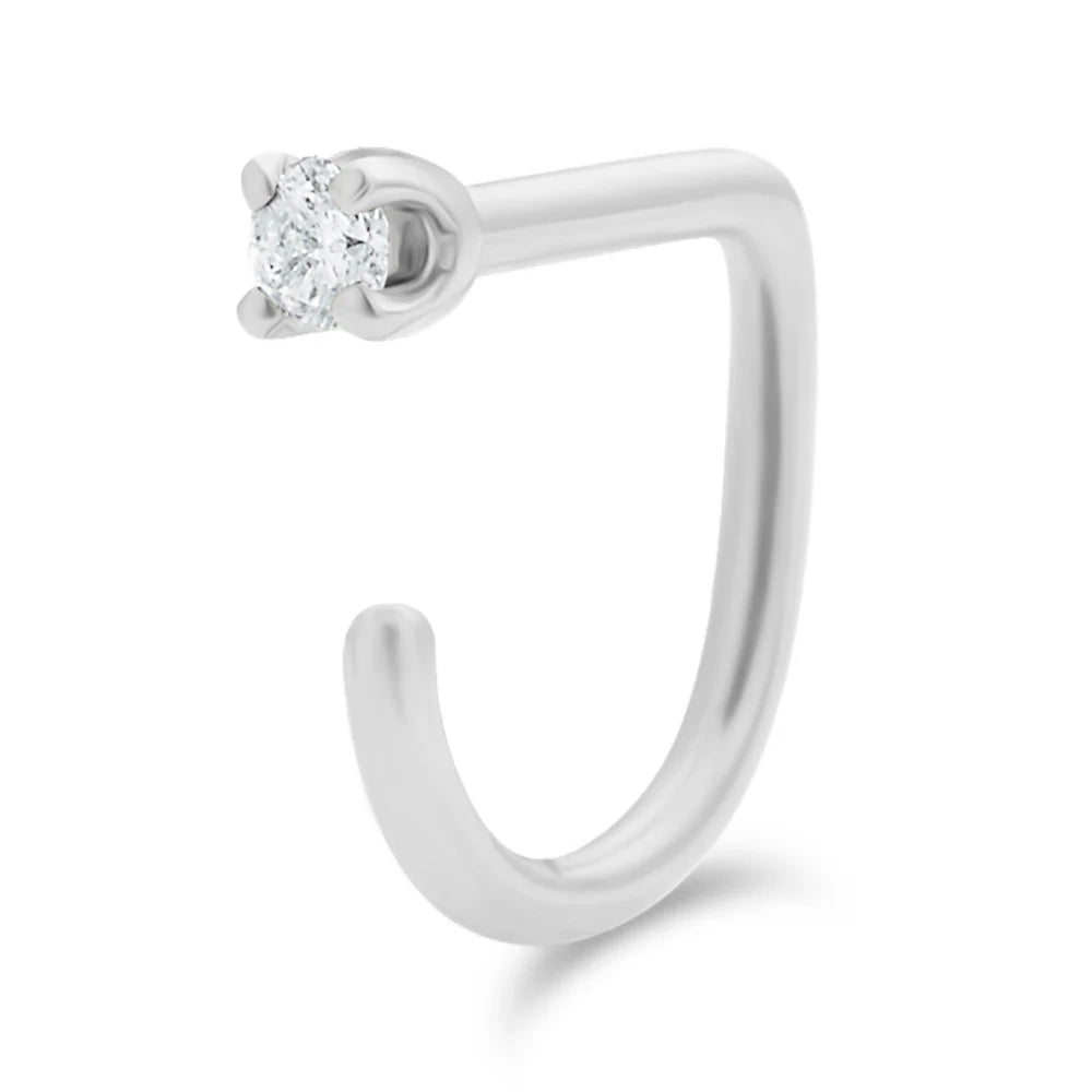 Small Diamond Claw Earring - 14K Solid Gold Huggie Hoop Earring