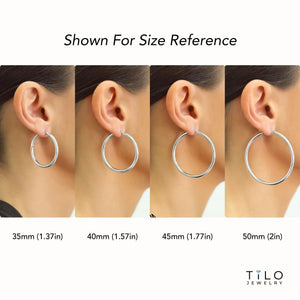 Classic 925 Sterling Silver Chunky Polished Hoop Earrings - 3mm Thin Shiny Elegance.