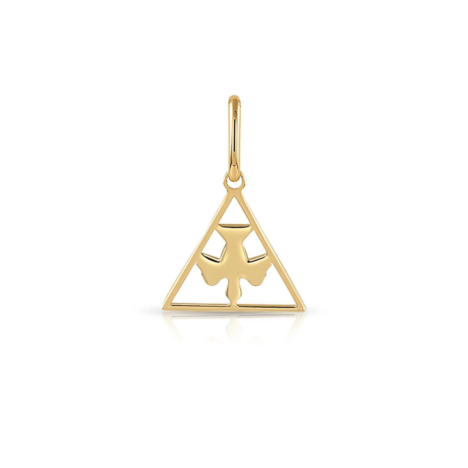 Stunning 14K Yellow Gold Flying Bird Triangle Pendant Necklace - Perfect 18" Gift!.