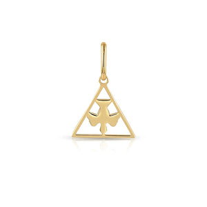 Stunning 14K Yellow Gold Flying Bird Triangle Pendant Necklace - Perfect 18" Gift!.