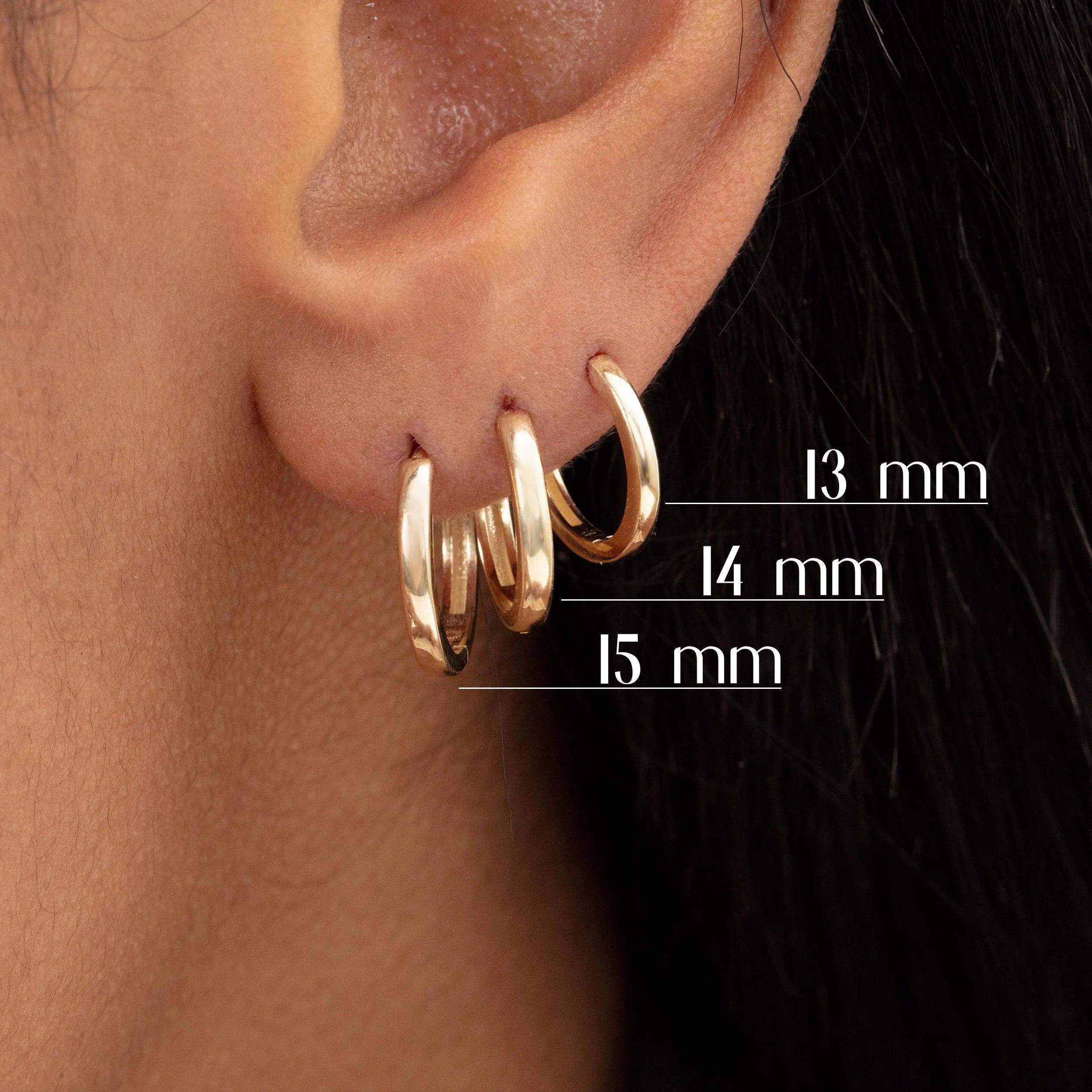 Elegant 14K Solid Gold Brianna Huggie Hoop Earrings - Everyday Style in Yellow, White, and Rose Gold (Pair).