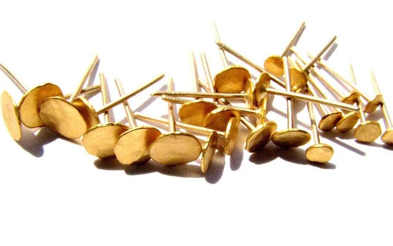 24K Solid Gold Stud Earrings, 5mm Pure Yellow Gold Post Earrings.