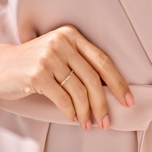 10K Solid Gold Bead Ring: Dainty Handmade Stacking Ring