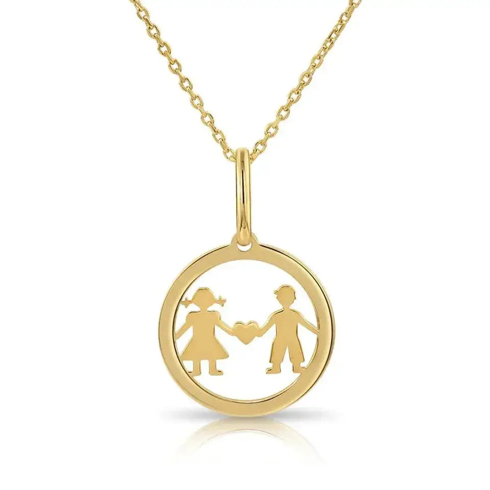 Charming 14K Yellow Gold Heart Pendant Necklace for Boys & Girls.