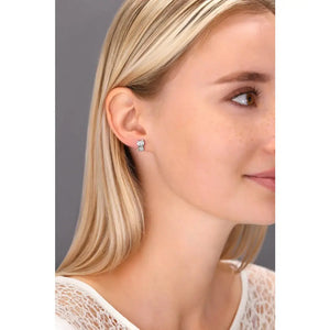 Charming Sterling Silver Little Kitty Stud Earrings with CZ Accents.