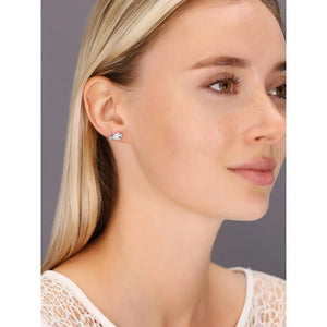 Charming Sterling Silver Whale CZ Fish Stud Earrings.