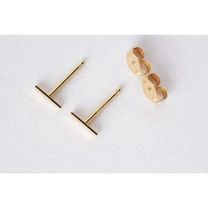 Chic 14K Gold Bar Stud Earrings - Tiny Solid Gold Minimalist Jewelry for Everyday Elegance.