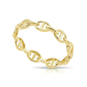 Chic 14K Gold Mariner Chain Link Ring - Nautical Statement for Luxurious Gifts & Everyday Style.
