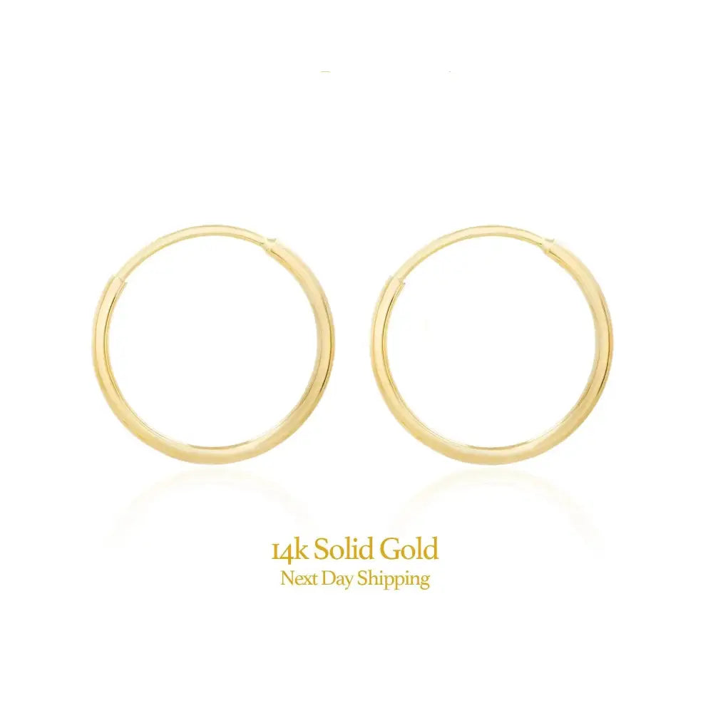 Chic 14K Solid Gold Endless Hoop Earrings - Elegant Tiny Huggie Hoops for Every Occasion.