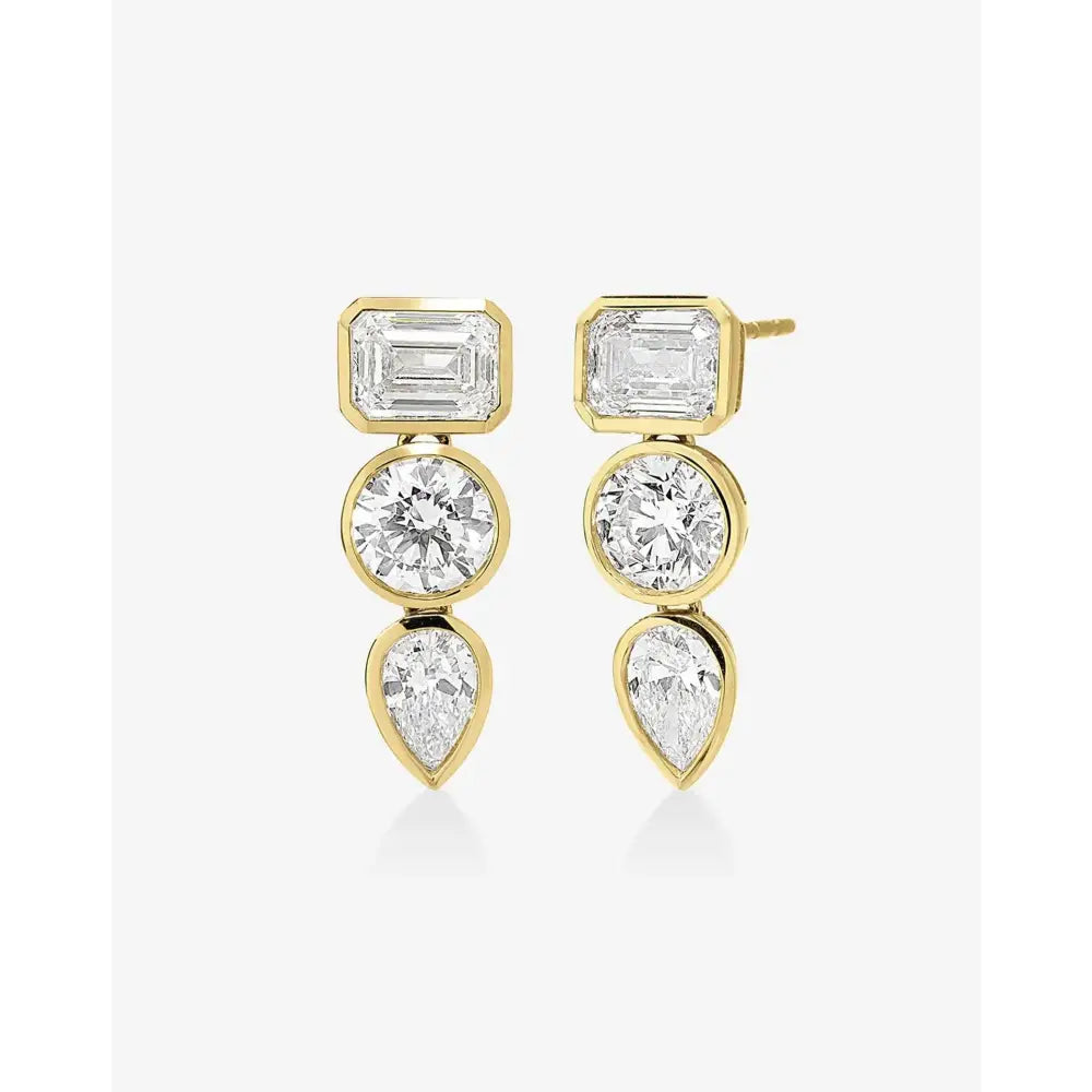 Chic Bezel Mixed Shape Drop Earrings - Elevate Your Style!.