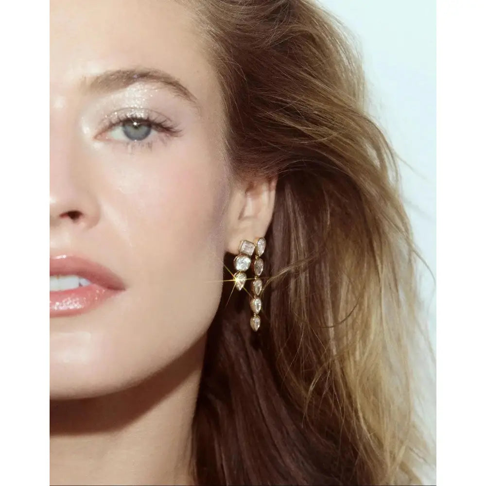 Chic Bezel Mixed Shape Drop Earrings - Elevate Your Style!.