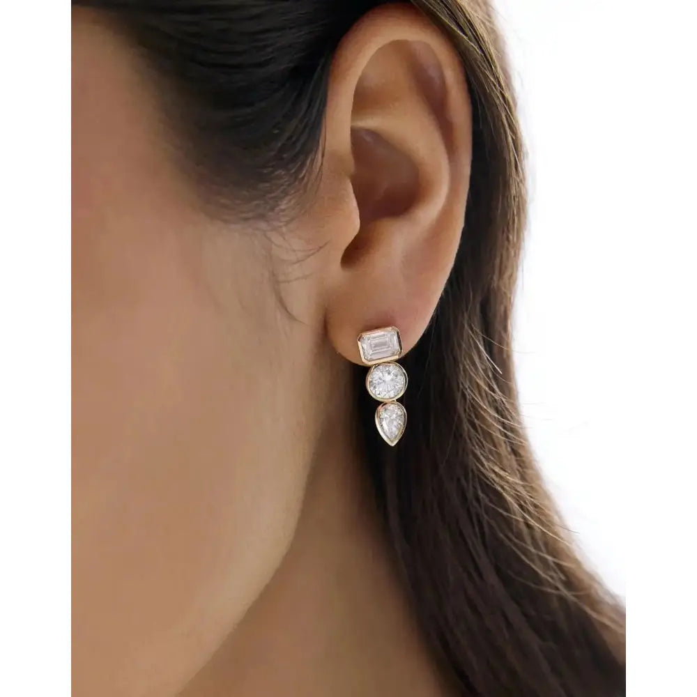Chic Bezel Mixed Shape Drop Earrings - Elevate Your Style!.