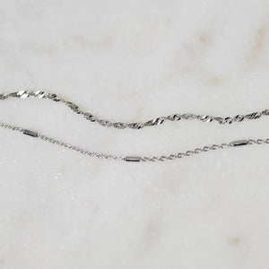 Chic Dainty Bracelet Duo - Minimalist Gold & Silver Delicate Set of 2.