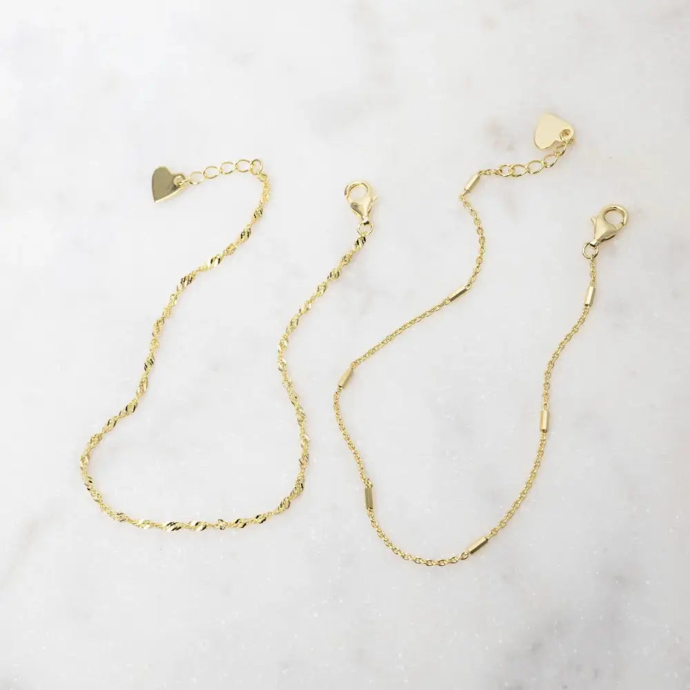 Chic Dainty Bracelet Duo - Minimalist Gold & Silver Delicate Set of 2.