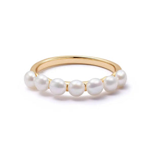 Chunky Pearl Band Ring 18Ct Gold Plate