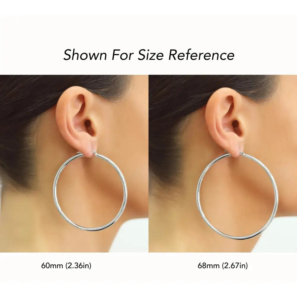 Classic 925 Sterling Silver Chunky Polished Hoop Earrings - 3mm Thin Shiny Elegance