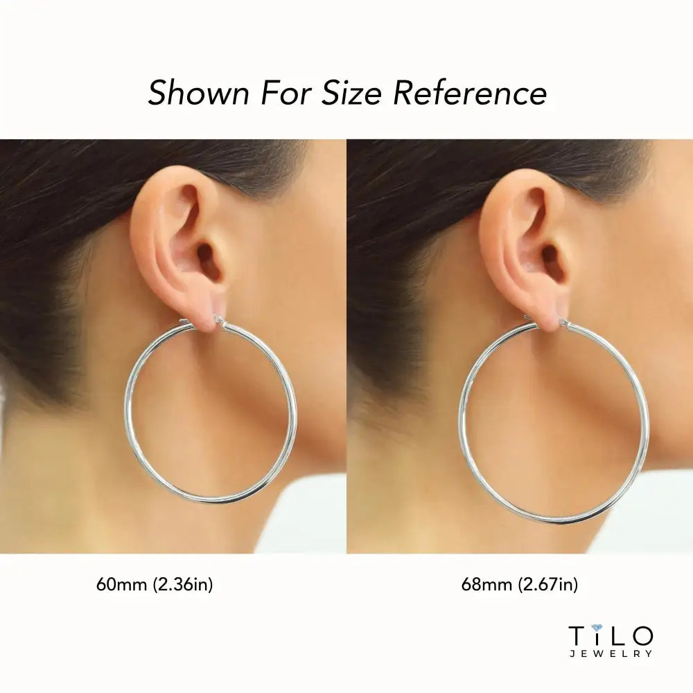 Classic 925 Sterling Silver Chunky Polished Hoop Earrings - 3mm Thin Shiny Elegance.