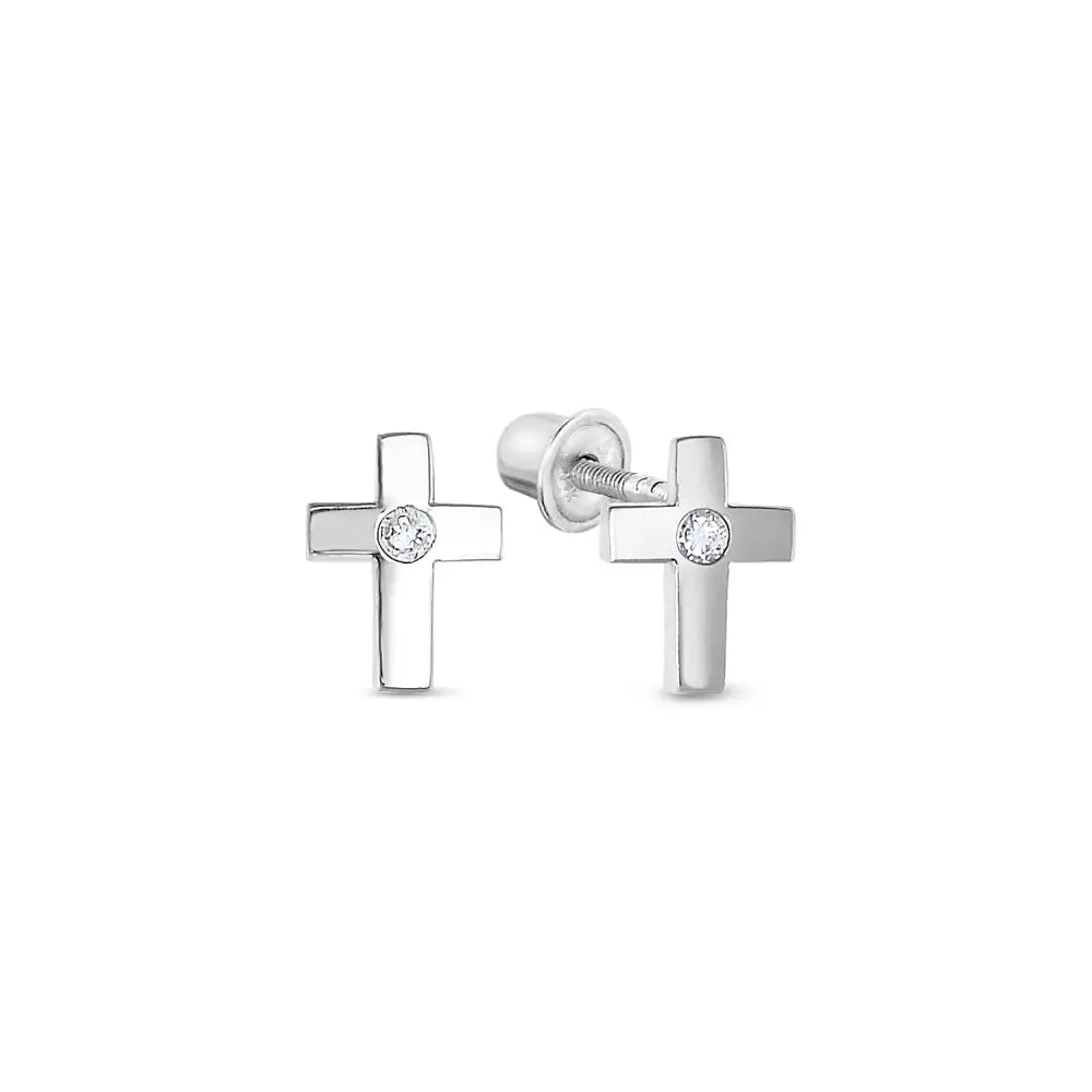 Classic Cross Stud Earrings in 14K Gold