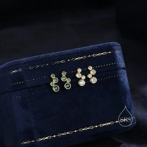 Clear CZ Bubble Cluster Stud Earrings in Sterling Silver, Silver or Gold, Bezel CZ Cluster Earrings, CZ Wing Earrings, Mini Crawler