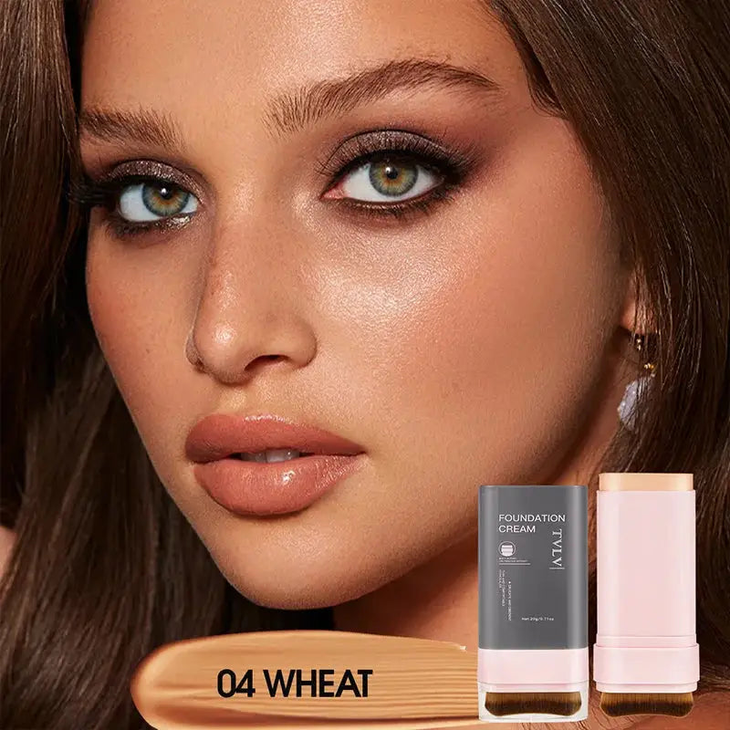 Concealing Foundation Stick 5 Shades with Built-In Brush, Brighten Lightweight and Waterproof Formula Face Contour Stick Makeup