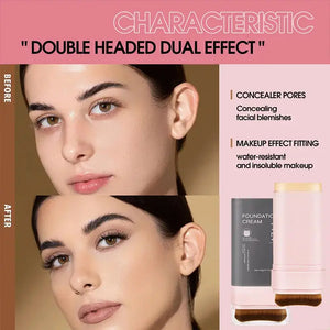 Concealing Foundation Stick 5 Shades with Built-In Brush, Brighten Lightweight and Waterproof Formula Face Contour Stick Makeup