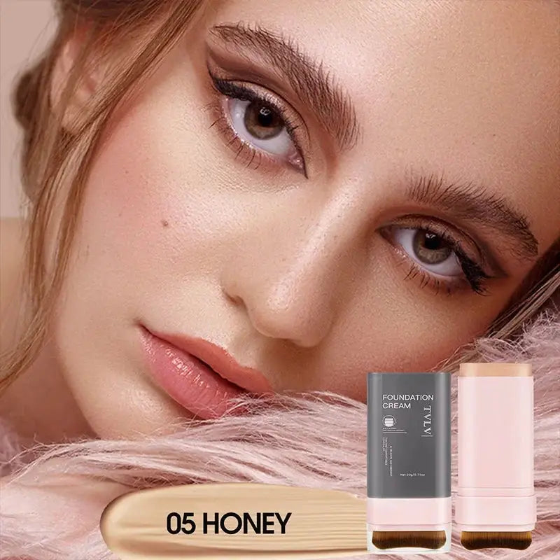 Concealing Foundation Stick 5 Shades with Built-In Brush, Brighten Lightweight and Waterproof Formula Face Contour Stick Makeup