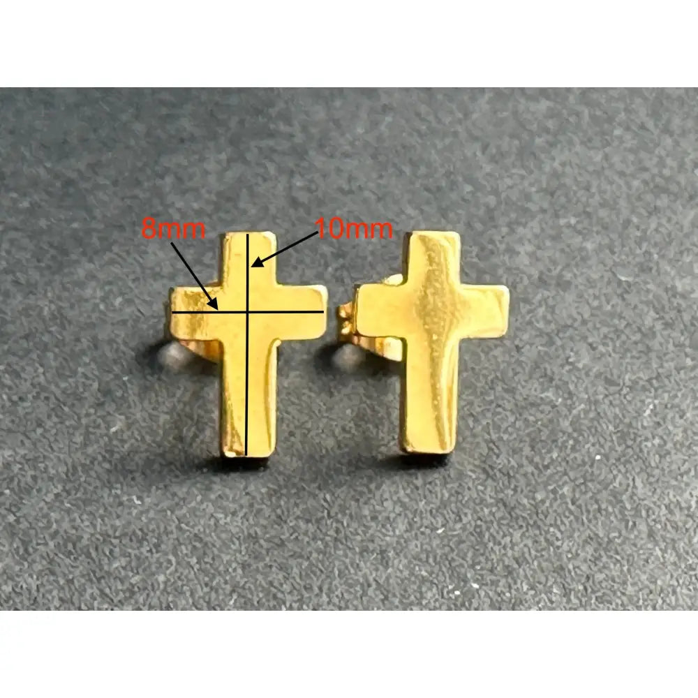Cross Stud Surgical Steel Earrings Black, Silver & Gold
