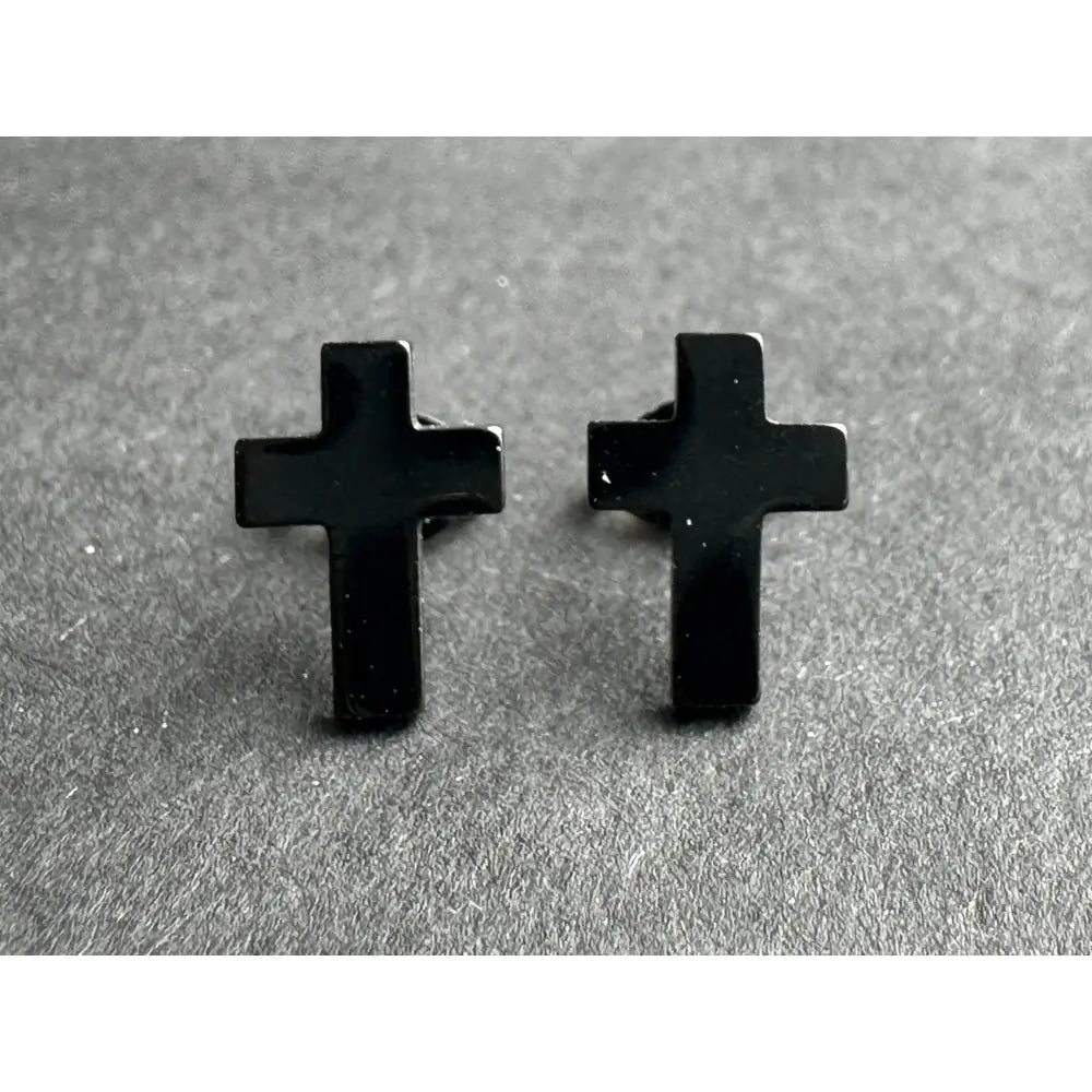 Cross Stud Surgical Steel Earrings Black, Silver & Gold