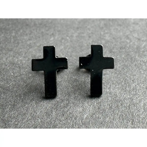 Cross Stud Surgical Steel Earrings Black, Silver & Gold